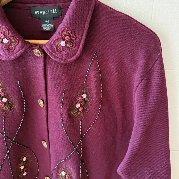 Vintage Embroidered Purple Cardigan with Beading - Picture 8 of 8